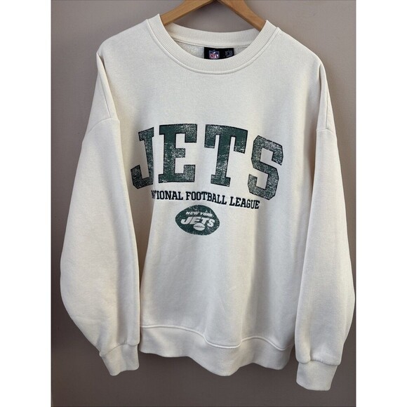 Primark Tops - NFL New York Jets Vintage Style Cream Graphic Crewneck Sweatshirt Women’s L
